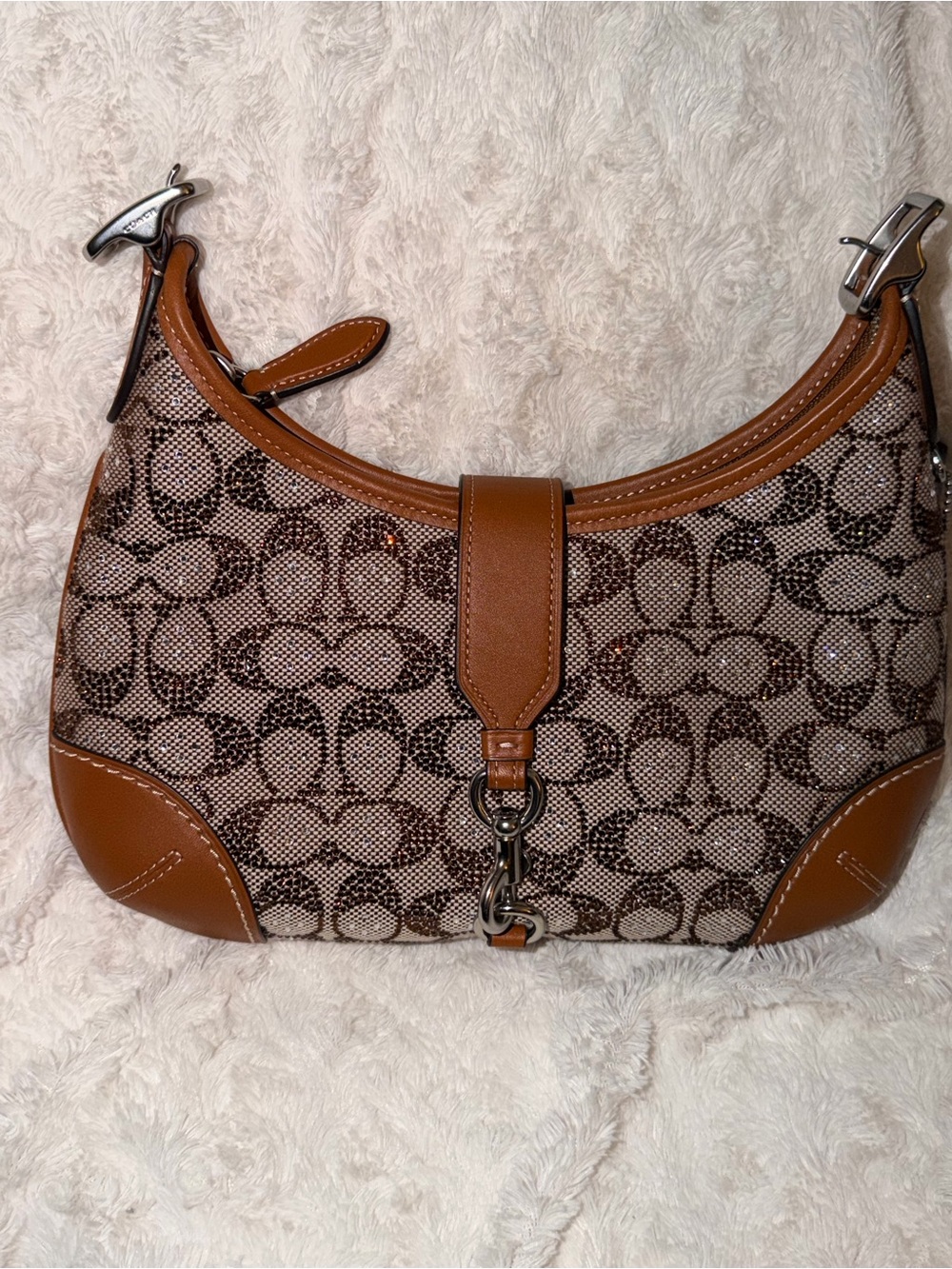 Coach Tan & Brown Signature Canvas Shoulder Bag
